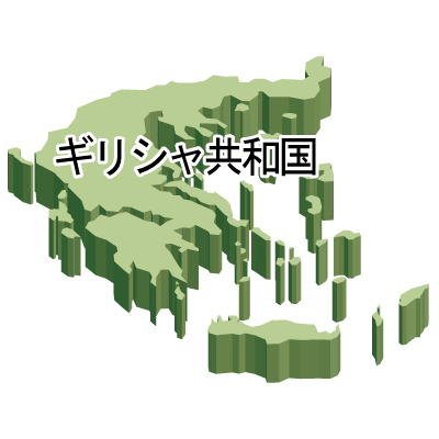 ギリシャ共和国無料フリーイラスト｜漢字・立体(緑)